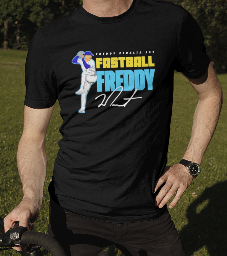 Freddy Peralta #51 Fastball Freddy Signature Pitching Pose T-Shirt
