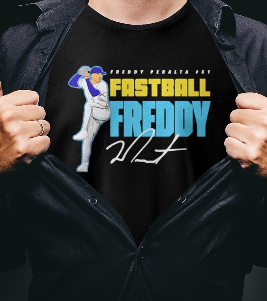 Freddy Peralta #51 Fastball Freddy Signature Pitching Pose T-Shirt