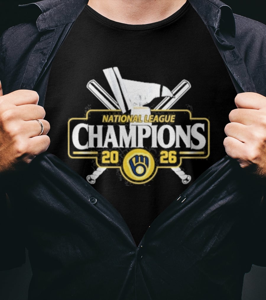 Milwaukee Brewers 2026 National League Champions Baseball Trophy T-Shirt