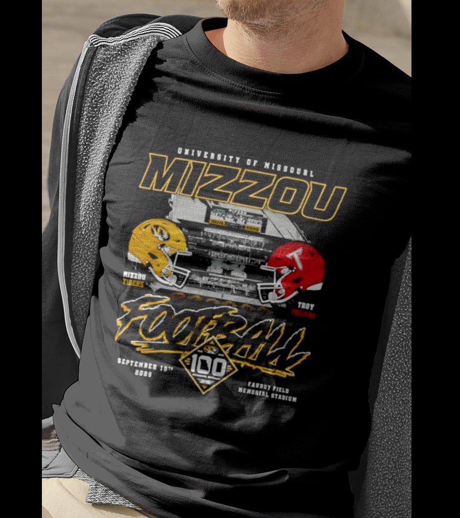 Mizzou Tigers Football Vs Troy Trojans Centennial Game September 19 2026 Faurot Field Memorial Stadium T-Shirt