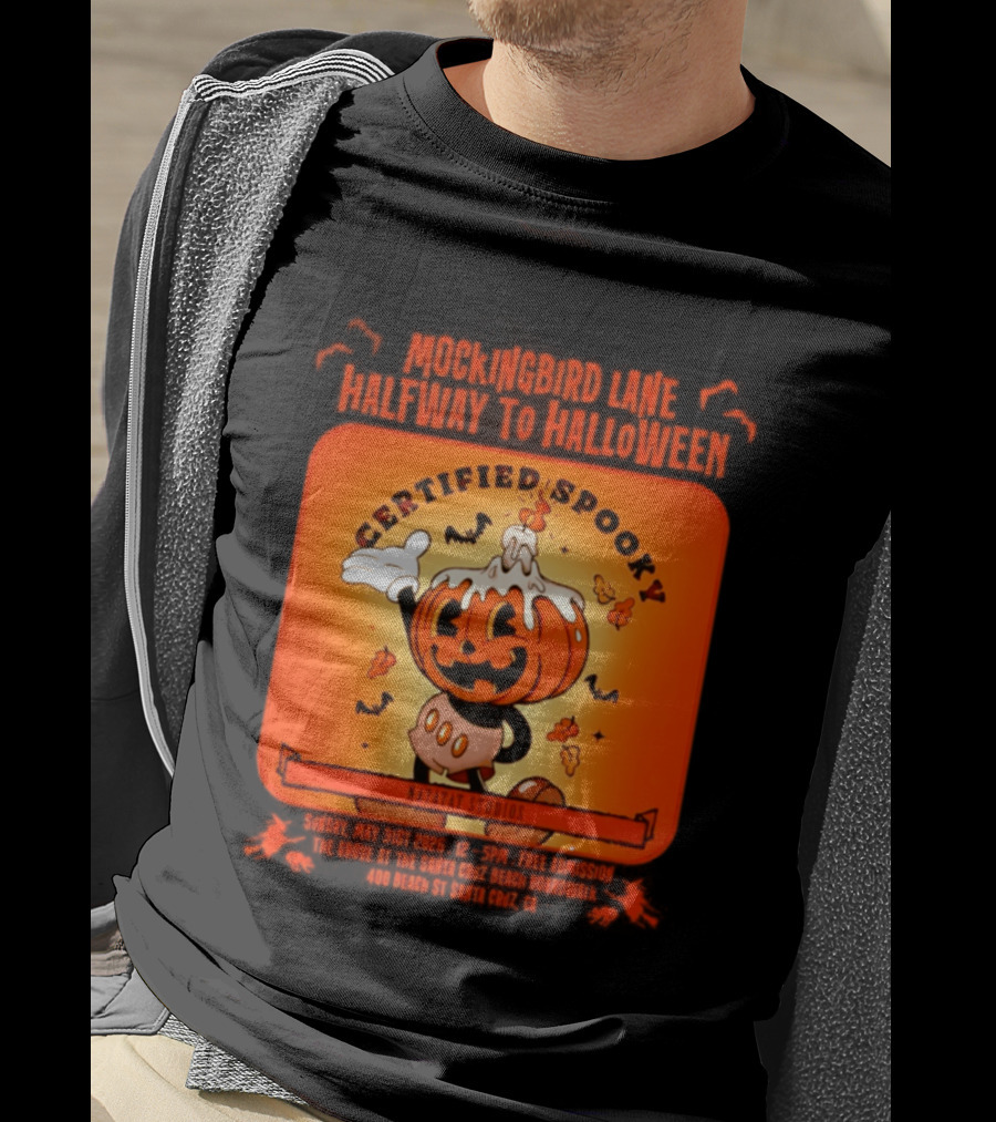 Mockingbird Lane Halfway To Halloween Certified Spooky Natatat Studios Vintage Cartoon Pumpkin T-Shirt