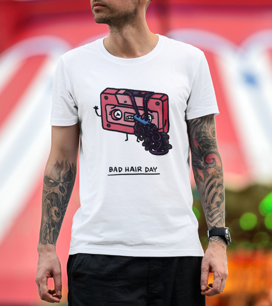 Bad Hair Day Cassette Tape Music Humor Retro 90s T-Shirt