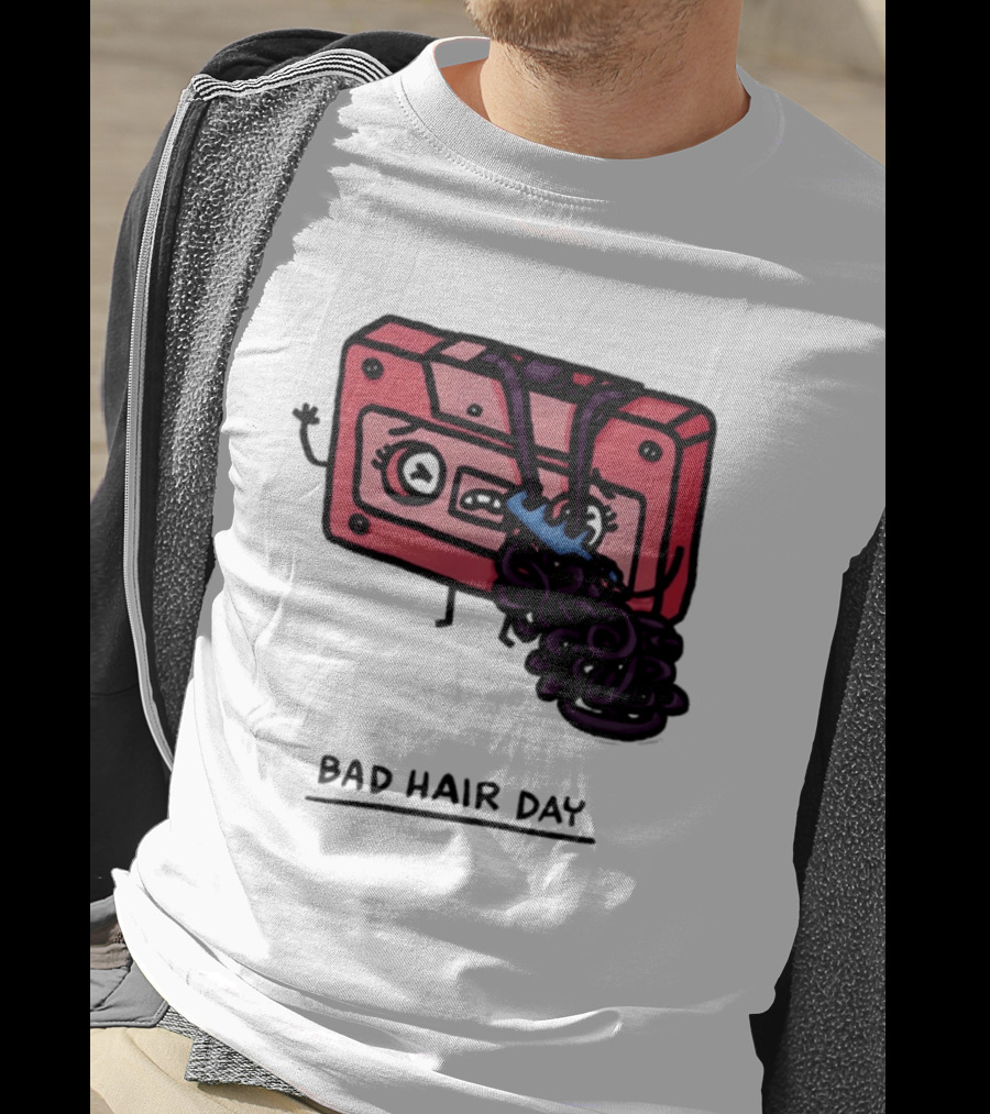 Bad Hair Day Cassette Tape Music Humor Retro 90s T-Shirt