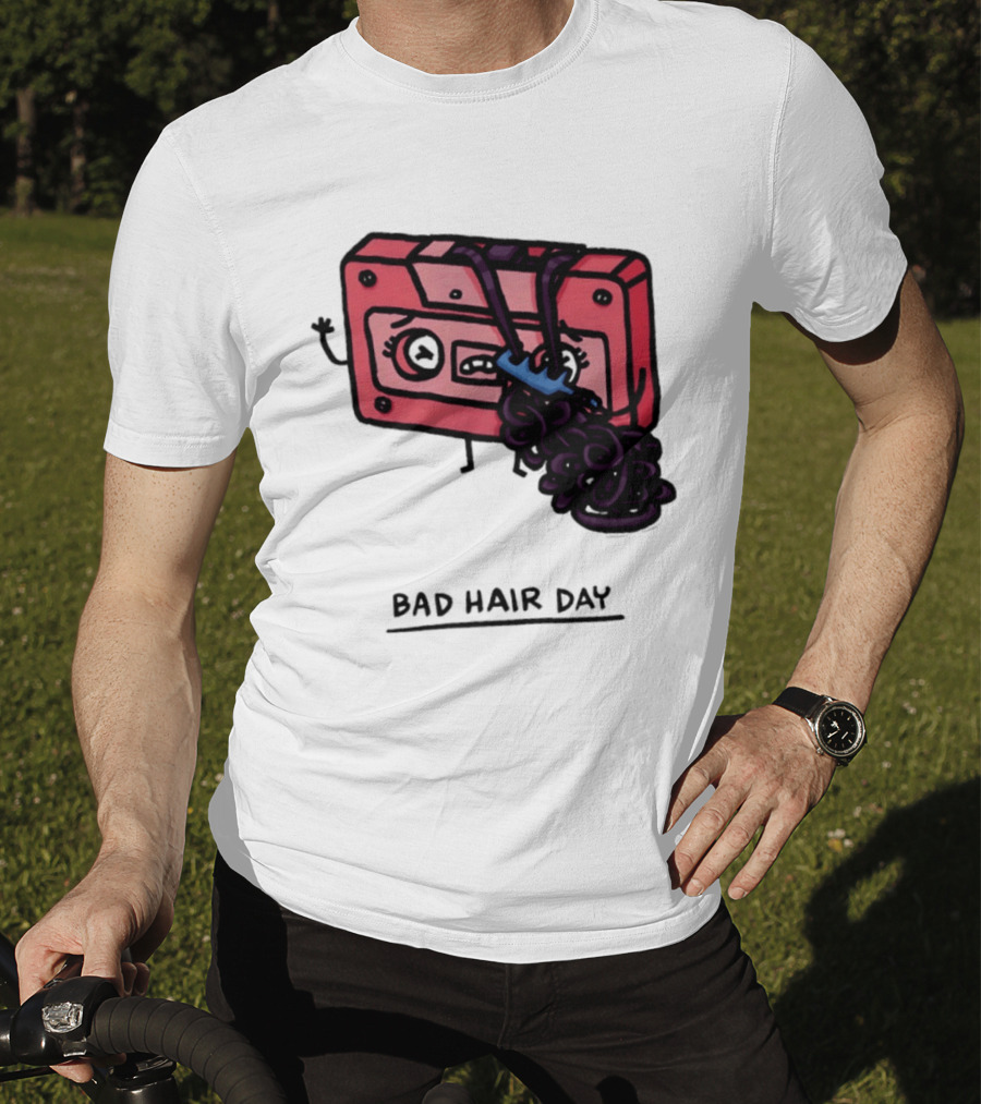 Bad Hair Day Cassette Tape Music Humor Retro 90s T-Shirt