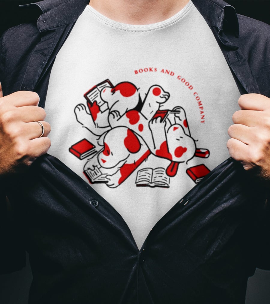 Books And Good Company Reading Dogs Bookworm T-Shirt