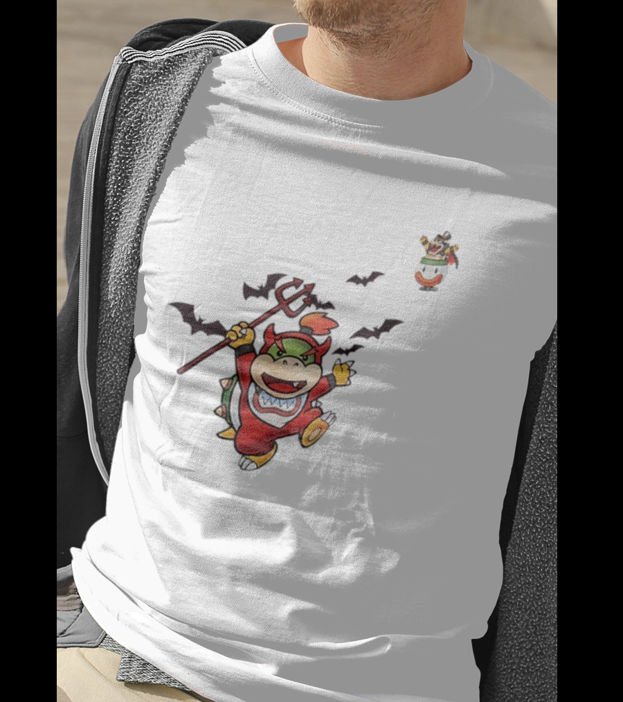 Bowser Jr Halloween Devil Costume Bats Bowser Clown Car T-Shirt