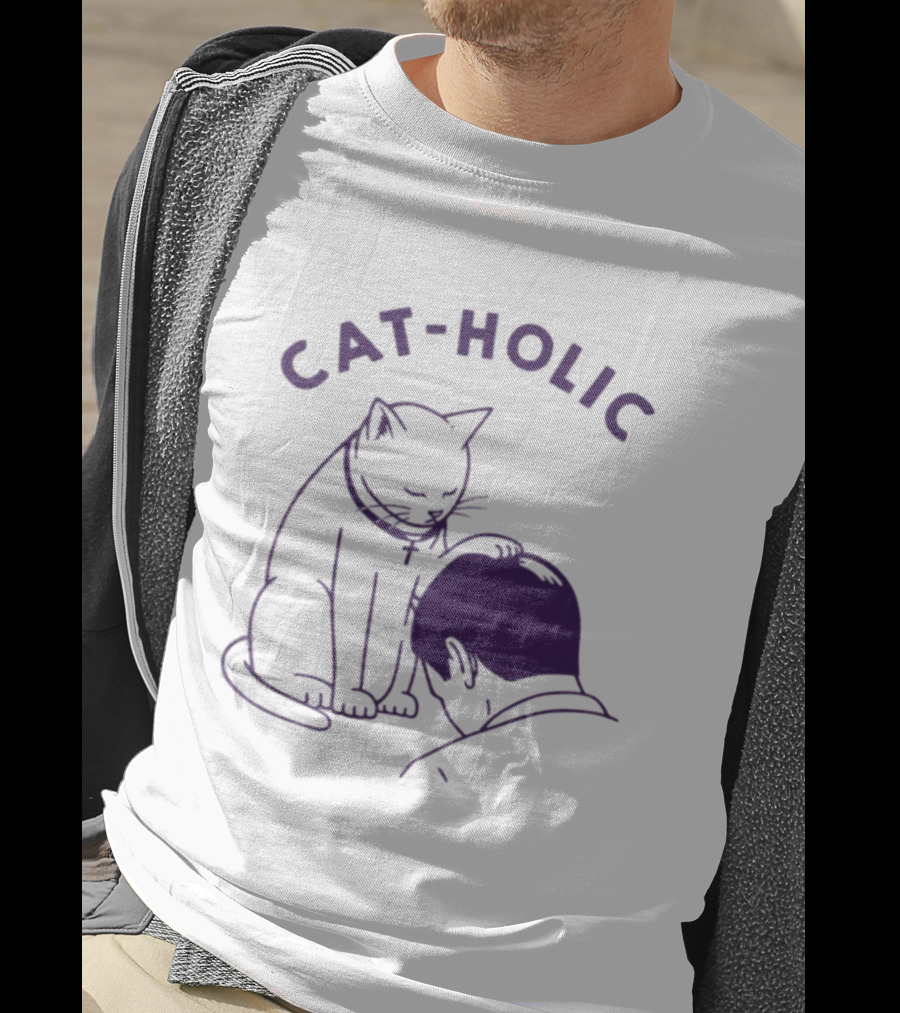 Cat Holic Cat Lover Bowing To Cat T-Shirt