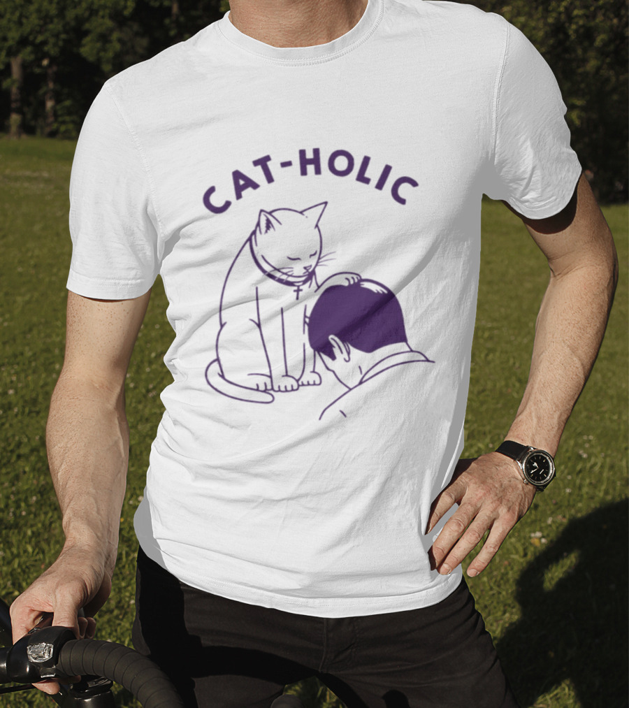 Cat Holic Cat Lover Bowing To Cat T-Shirt