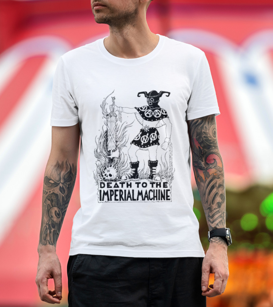 Death To The Imperial Machine Anarchist Skeleton And Flames T-Shirt