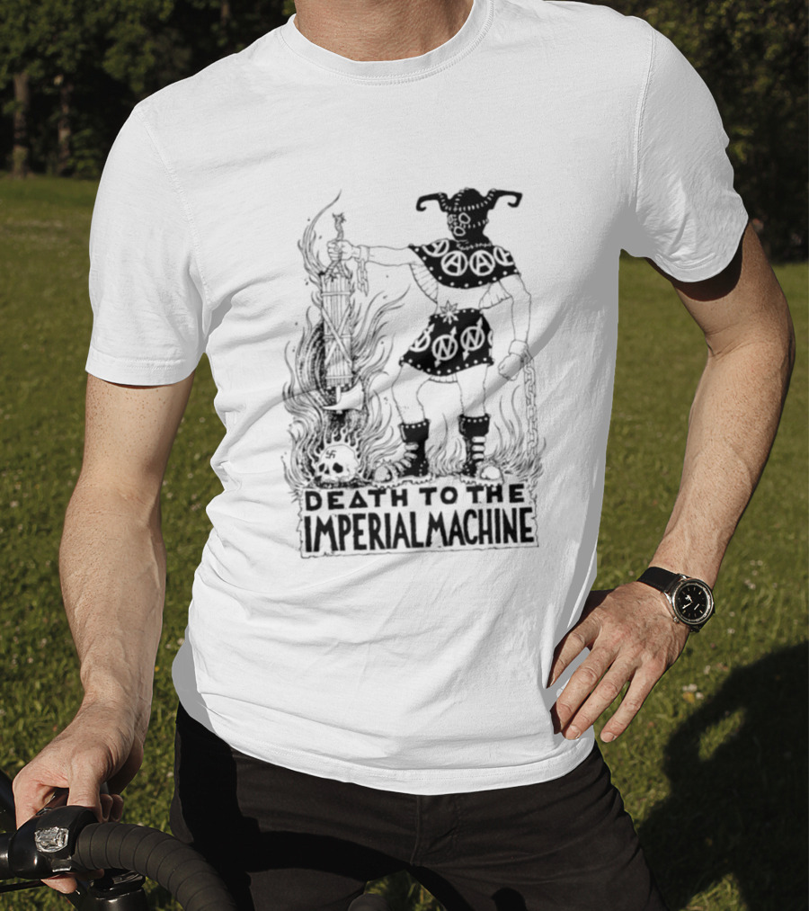 Death To The Imperial Machine Anarchist Skeleton And Flames T-Shirt