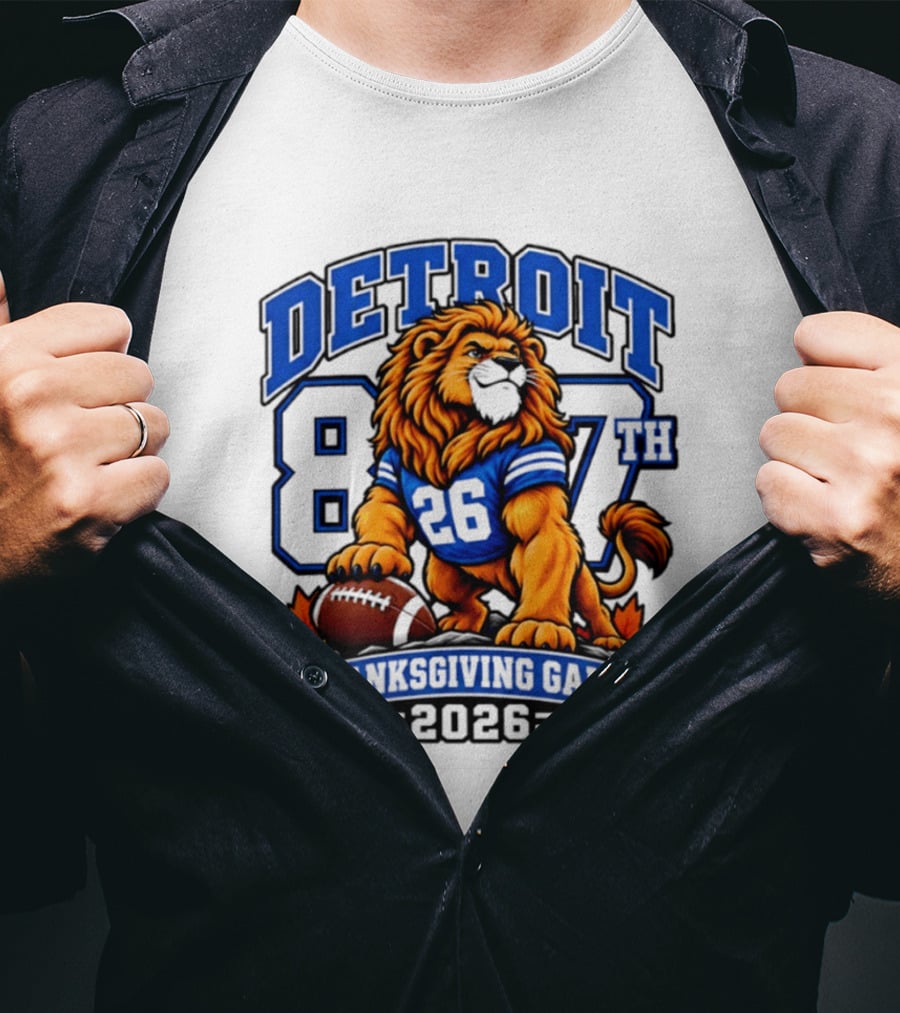 Detroit Lions 87th Thanksgiving Game 2026 Lion Football 26 T-Shirt