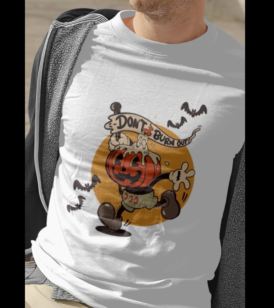 Don't Burn Out Pumpkin Candle Cartoon Halloween 2026 T-Shirt