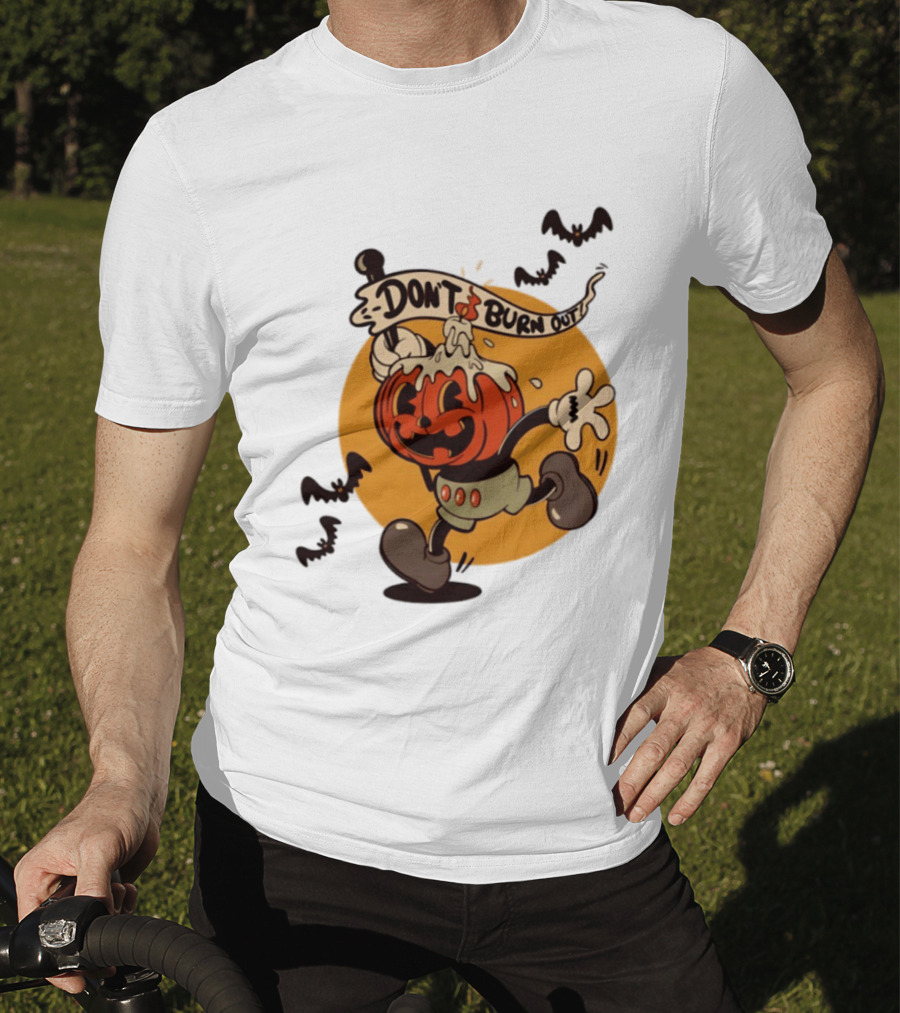 Don't Burn Out Pumpkin Candle Cartoon Halloween 2026 T-Shirt