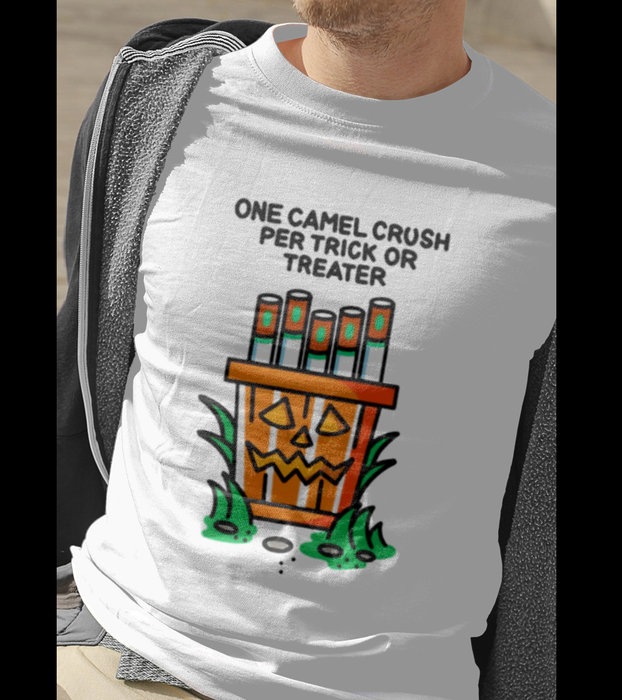 One Camel Crush Per Trick Or Treater Pumpkin Cigarette Pack Halloween T-Shirt