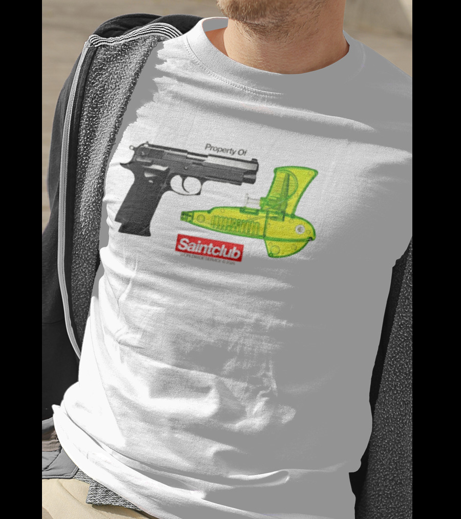 Pistol Property Saintclub Worldwide Service 2026 Black And Green Water Guns T-Shirt