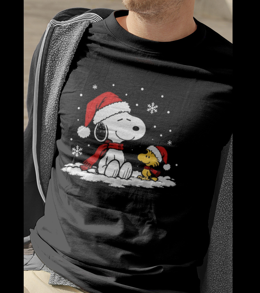 Peanuts Snoopy And Woodstock Christmas Tree Happiness All Over For Comic Fans T-Shirt