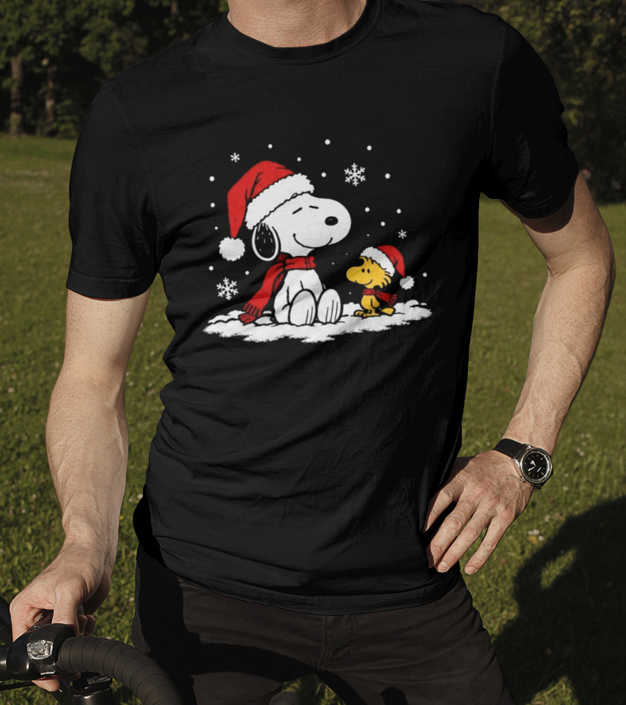 Peanuts Snoopy And Woodstock Christmas Tree Happiness All Over For Comic Fans T-Shirt