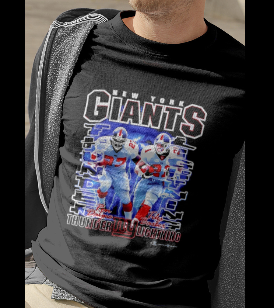 New York Giants Ron Dayne Tiki Barber Thunder Lightning T-Shirt