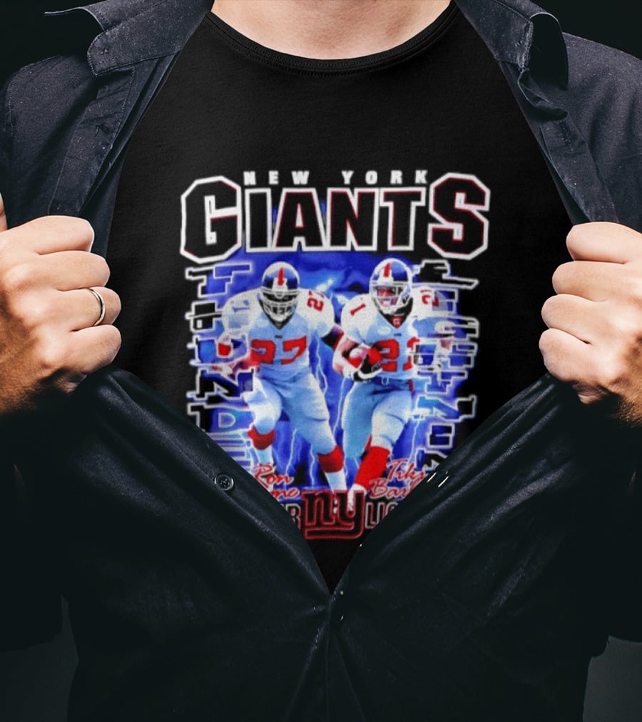 New York Giants Ron Dayne Tiki Barber Thunder Lightning T-Shirt