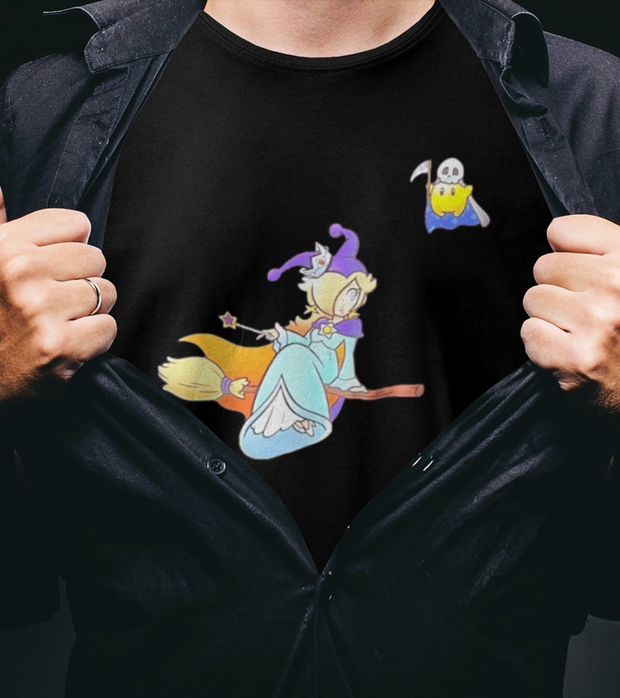 Rosalina Witch Broomstick With Luma Halloween Magic Adventure T-Shirt