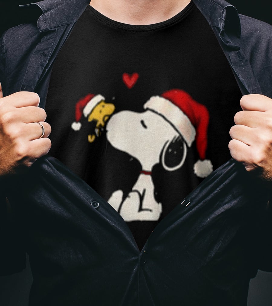 Snoopy Santa Hat Most Likely To Get Caught Kissing For Snoopy Lovers T-Shirt