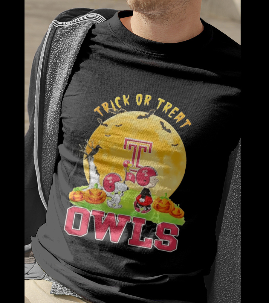 Temple Owls Peanuts Trick Or Treat Abbey Road Halloween T-Shirt