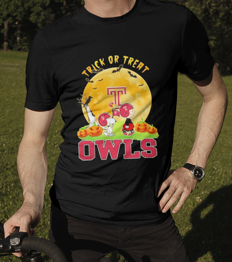 Temple Owls Peanuts Trick Or Treat Abbey Road Halloween T-Shirt