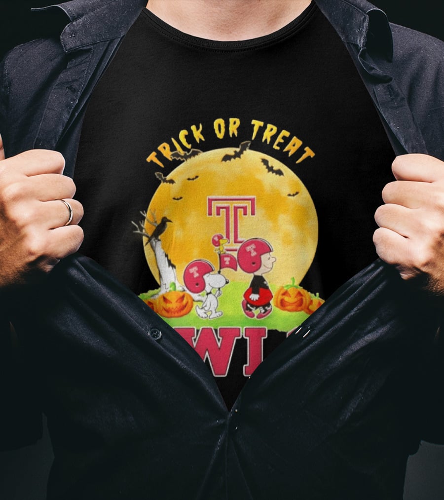 Temple Owls Peanuts Trick Or Treat Abbey Road Halloween T-Shirt