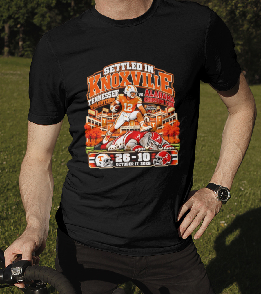 Tennessee Volunteers Vs Alabama Crimson Tide Settled In Knoxville Neyland Stadium 26 10 October 17 2026 T-Shirt