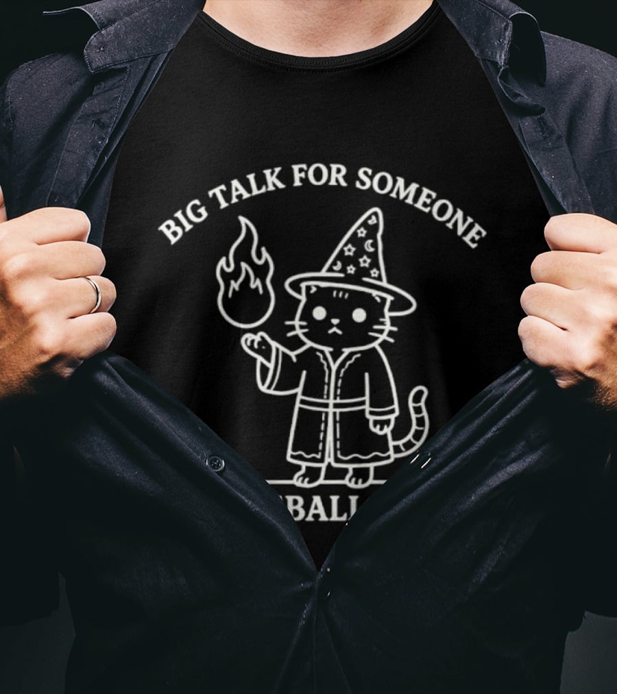 Big Talk For Someone In Fireball Range Wizard Cat T-Shirt