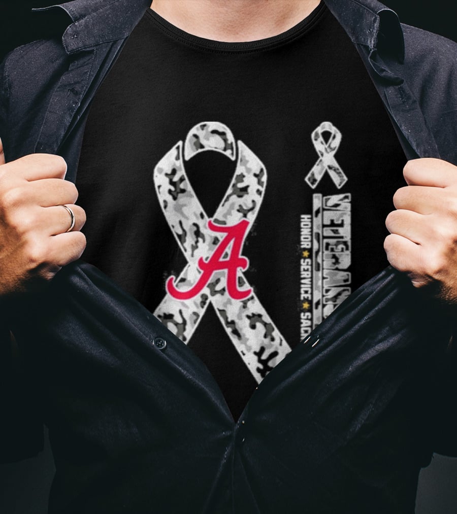 Alabama Crimson Tide Veterans Day 2026 Camouflage Ribbon Honor Service Sacrifice T-Shirt