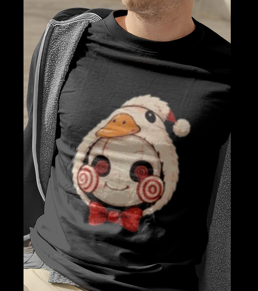 Jigsaw I Want To Play A Game With Cookies Christmas Santa Chicken Costume T-Shirt