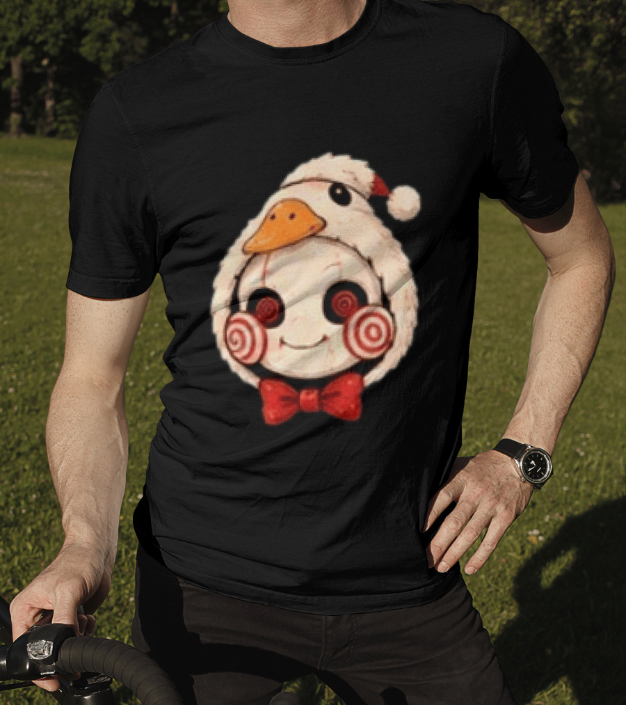Jigsaw I Want To Play A Game With Cookies Christmas Santa Chicken Costume T-Shirt