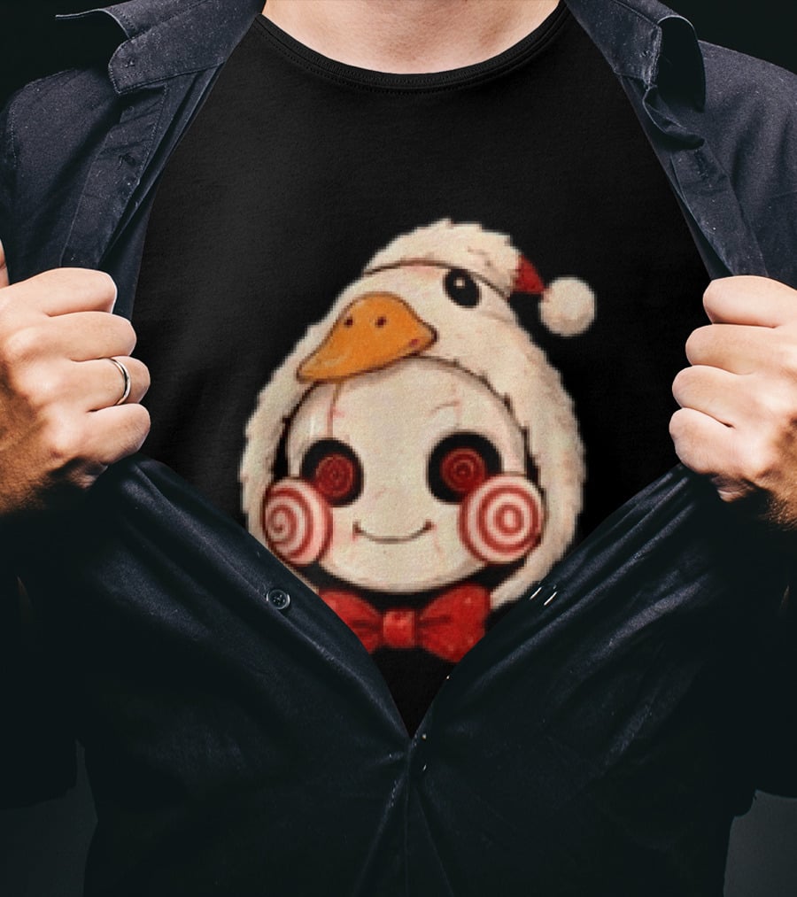 Jigsaw I Want To Play A Game With Cookies Christmas Santa Chicken Costume T-Shirt
