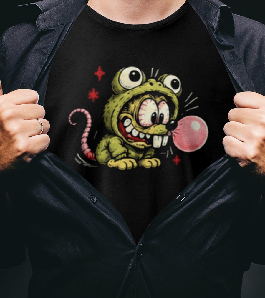 Baby Rat Fink Frog Christmas Oops My Bad Bubble Trouble Fun For Rat Fink Lovers T-Shirt