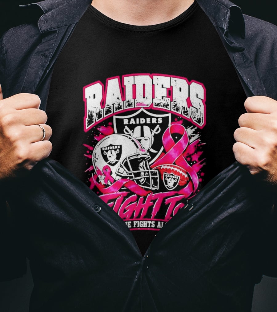 Raiders Breast Cancer Awareness Fight Too No One Fights Alone T-Shirt