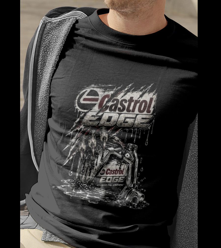 Castrol Edge Dripping Oil Can Halloween Theme With Rat Fink T-Shirt