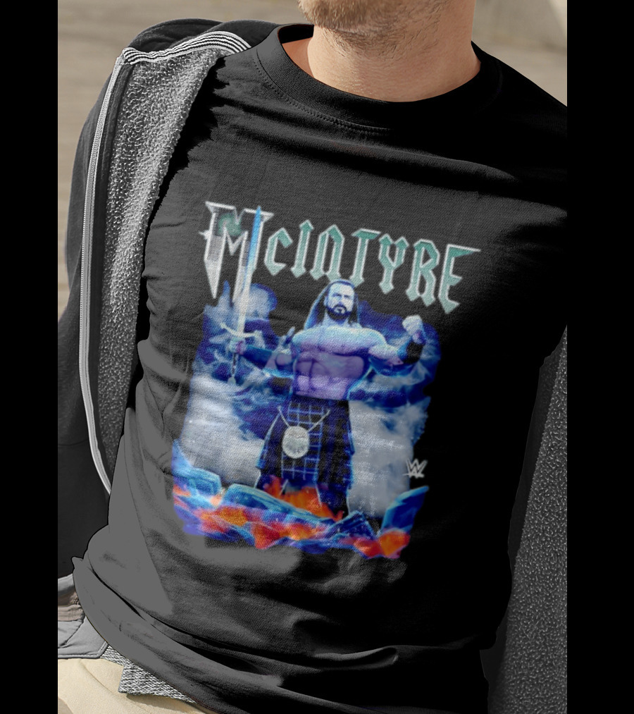 WWE Drew McIntyre The Scottish Warrior McIntyre Kilt Sword T-Shirt