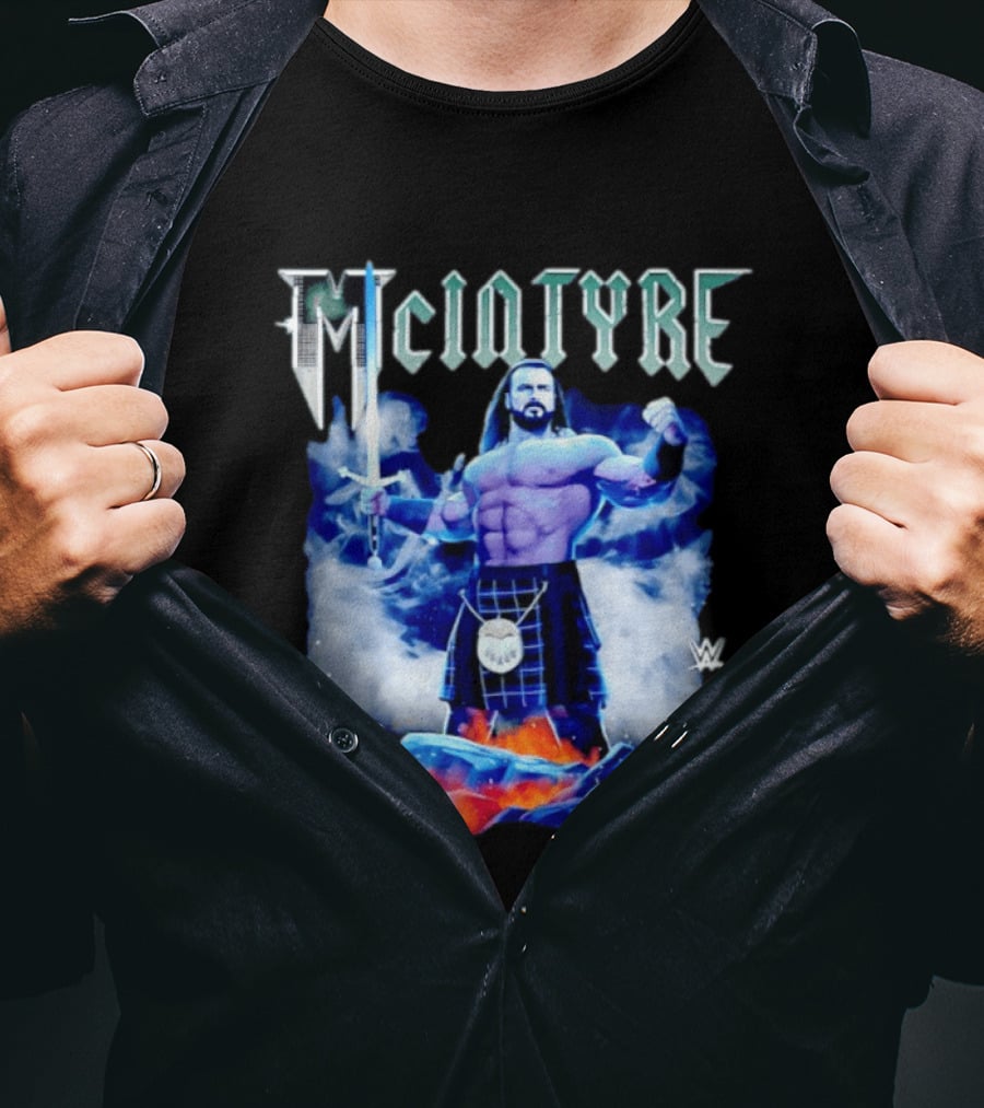 WWE Drew McIntyre The Scottish Warrior McIntyre Kilt Sword T-Shirt