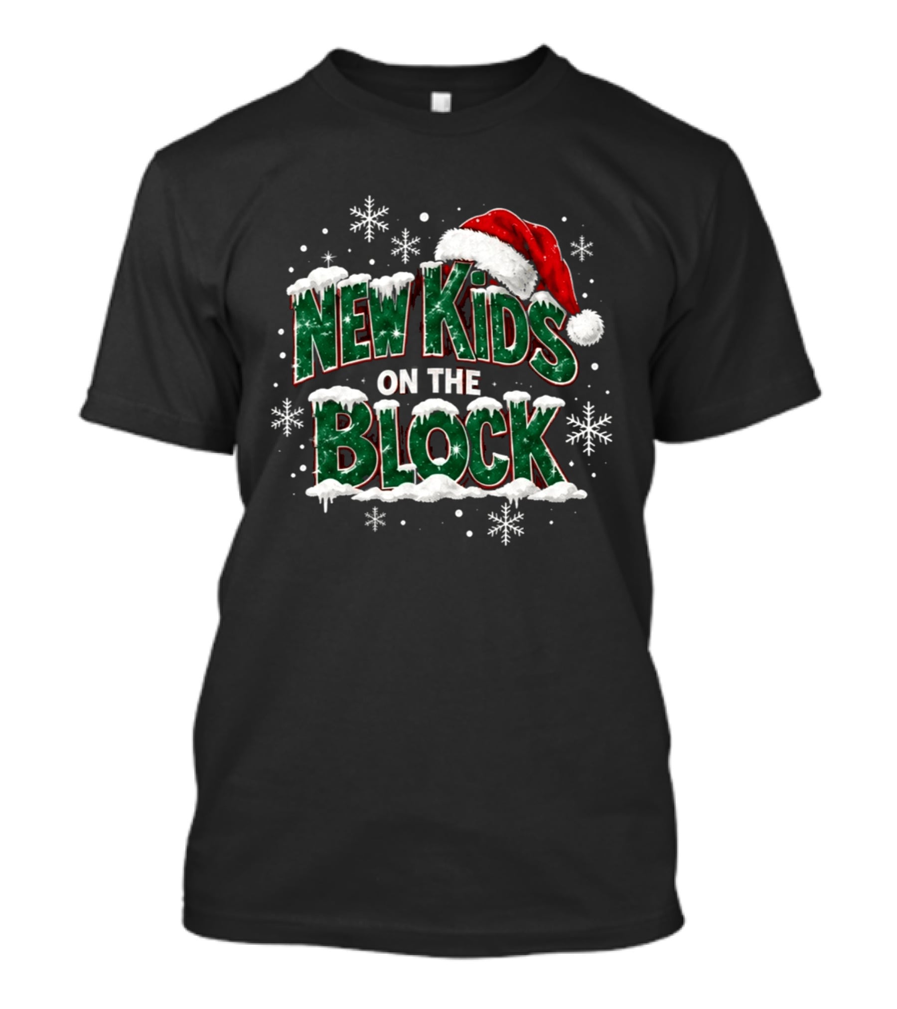 New Kids On The Block Christmas Santa Hat Snowflakes Holiday T-Shirt