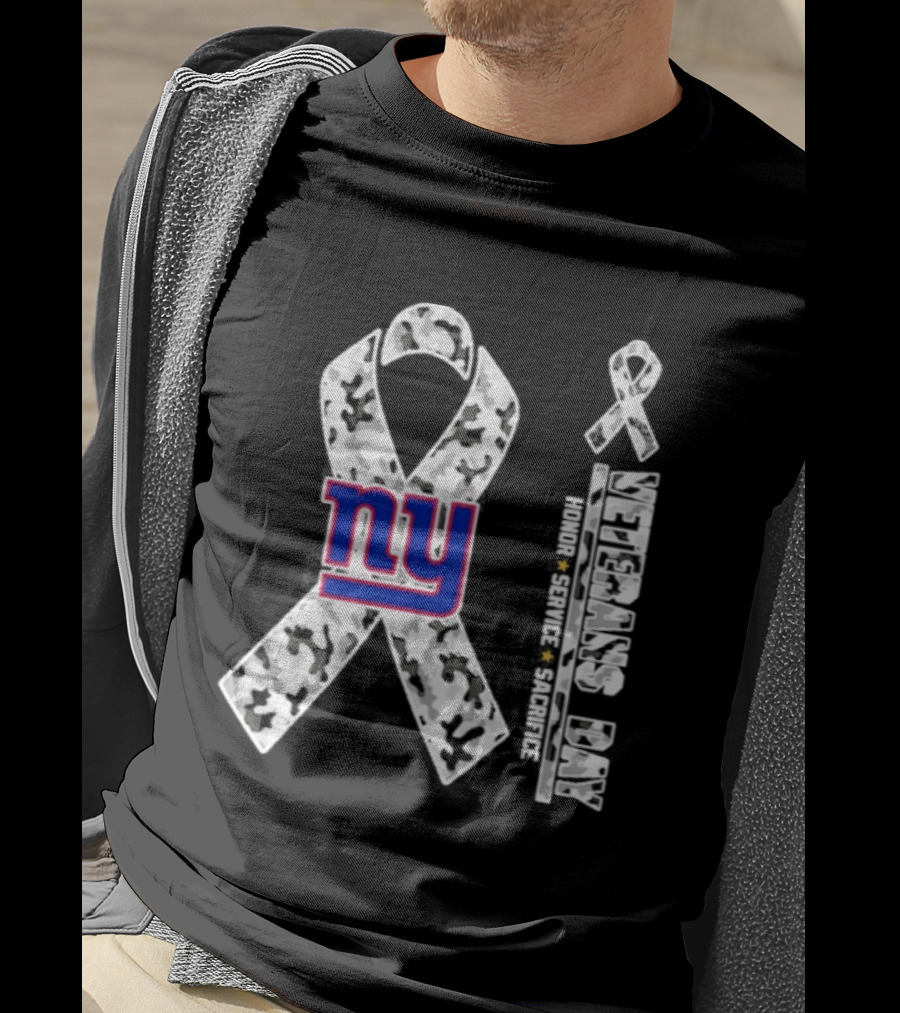 New York Giants Veterans Day 2026 Camo Ribbon Honor Service Sacrifice T-Shirt