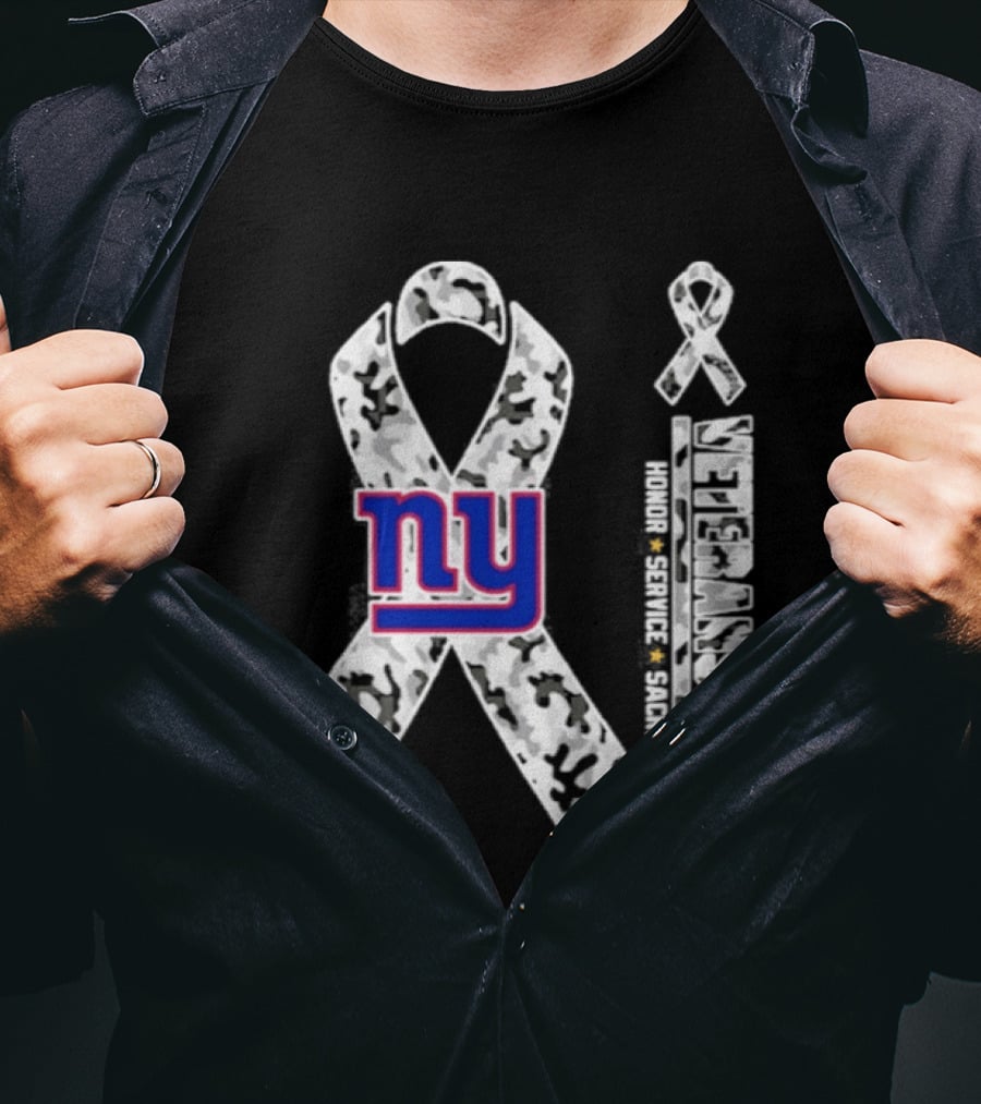 New York Giants Veterans Day 2026 Camo Ribbon Honor Service Sacrifice T-Shirt