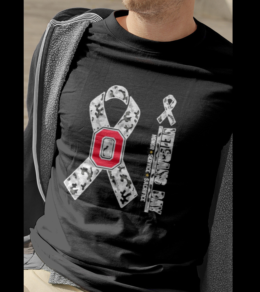 Ohio State Buckeyes Veterans Day 2026 Honor Service Sacrifice Camo Ribbon T-Shirt