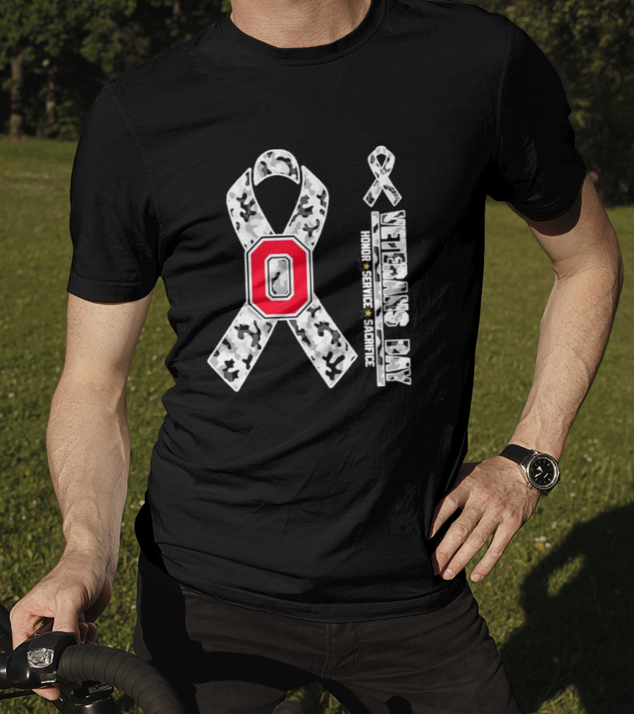 Ohio State Buckeyes Veterans Day 2026 Honor Service Sacrifice Camo Ribbon T-Shirt
