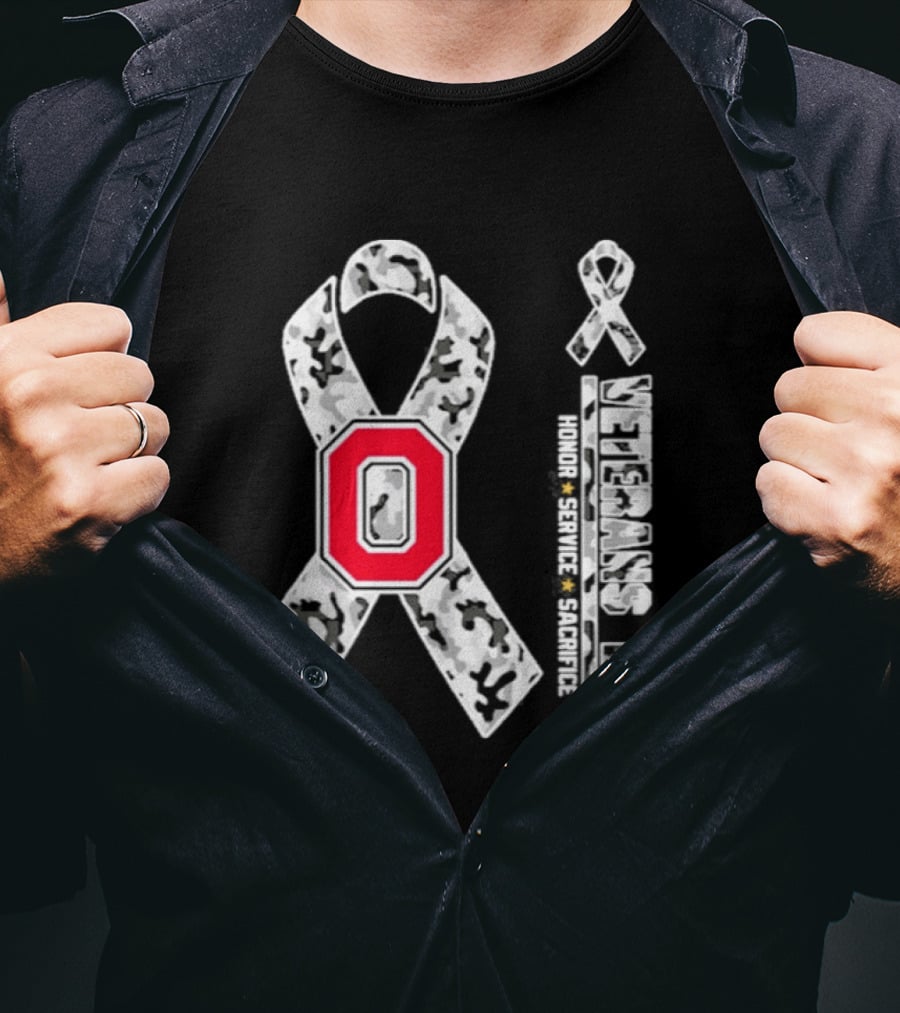 Ohio State Buckeyes Veterans Day 2026 Honor Service Sacrifice Camo Ribbon T-Shirt