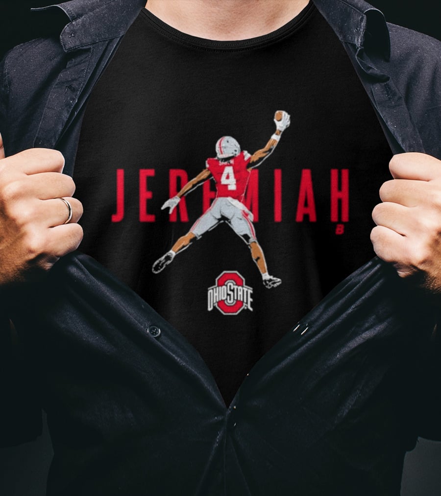 Ohio State Football Jeremiah 4 Player With Jumping Pose T-Shirt