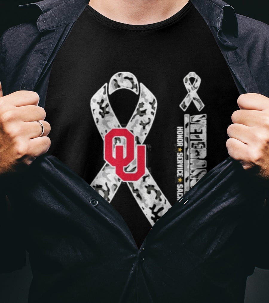 Oklahoma Sooners Veterans Day 2026 Honor Service Sacrifice Camouflage Ribbon T-Shirt
