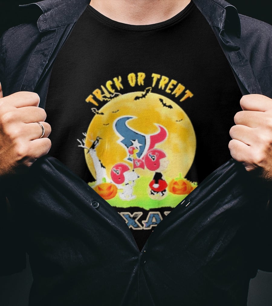 Trick Or Treat Houston Texans Peanuts Halloween Abbey Road 2026 T-Shirt