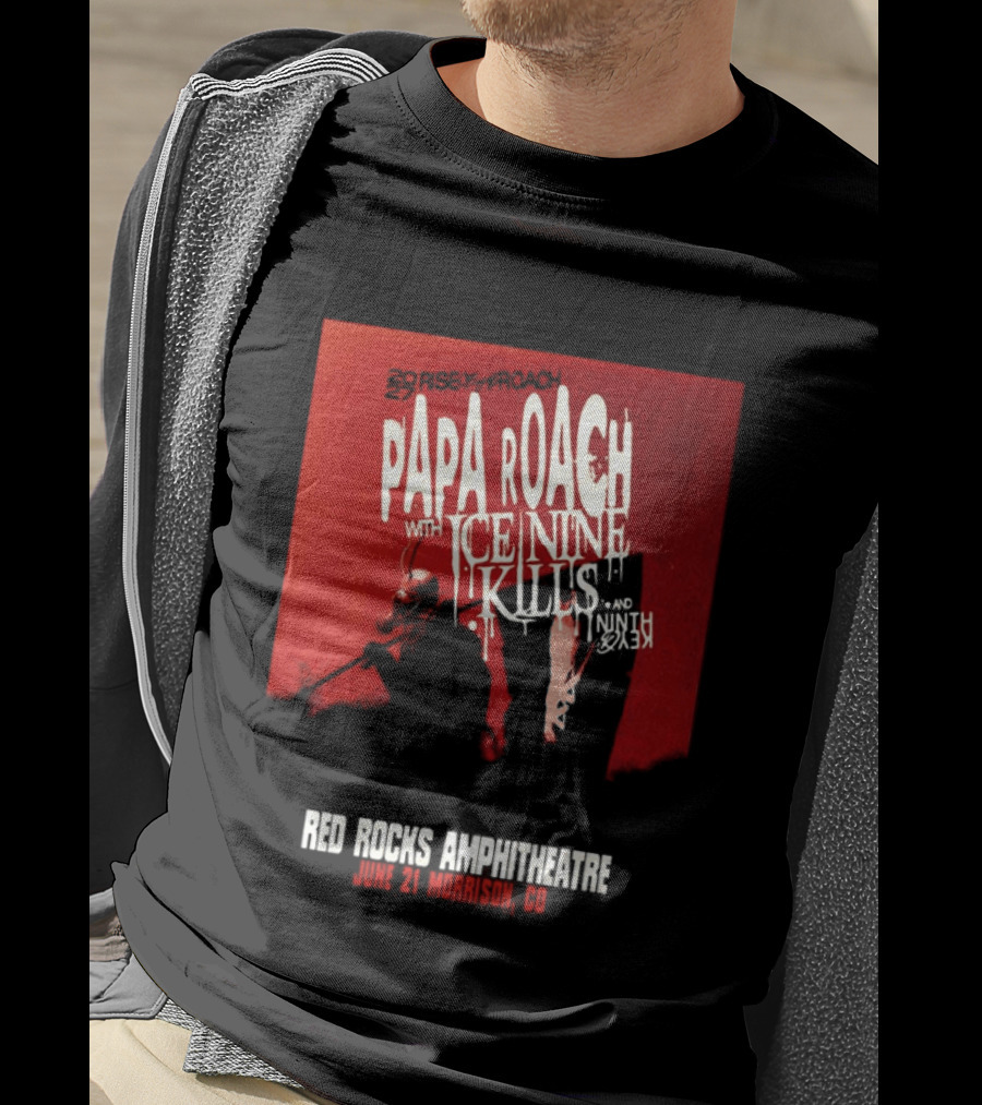 Papa Roach Ice Nine Kills Red Rocks Amphitheatre 2027 Morrison CO June 21st T-Shirt