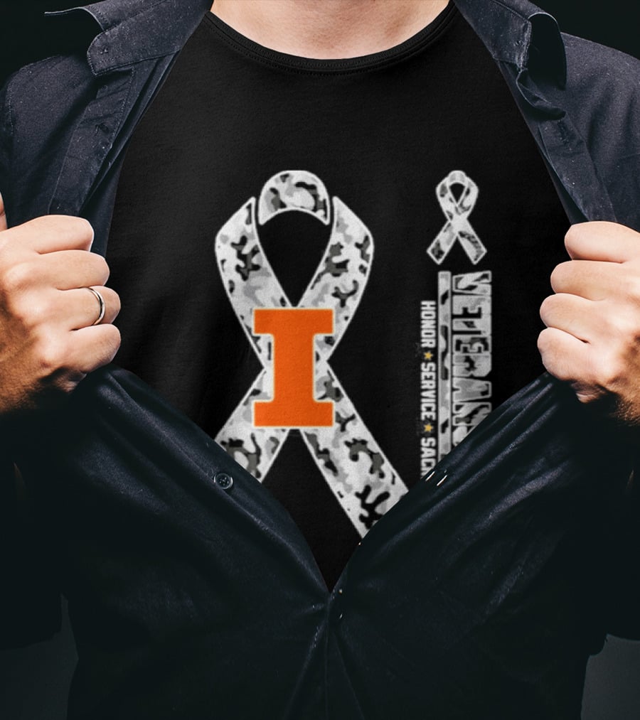 Illinois Fighting Illini Veterans Day 2026 Honor Service Sacrifice Camouflage Ribbon T-Shirt